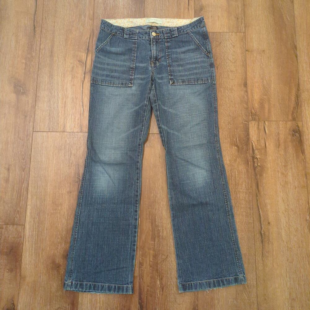 Y2K Hipster Women's Size‎ 32x29 Flared Jeans Denim Blue Whiskered Wide Leg